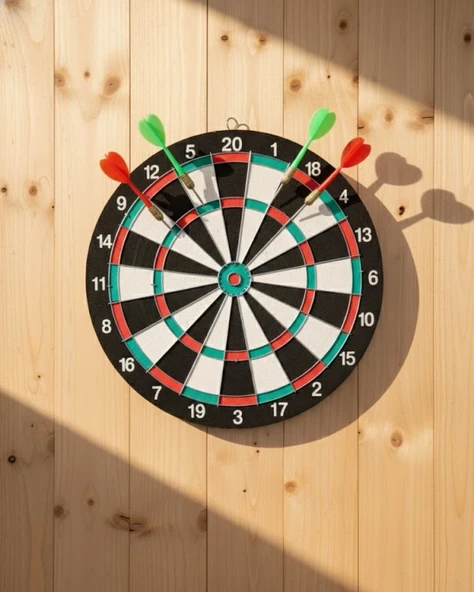15 İnç Dart Tahtası 4 Metal Uçlu Dart Oku Dayanıklı Ahşap Gövde ürün görseli 1