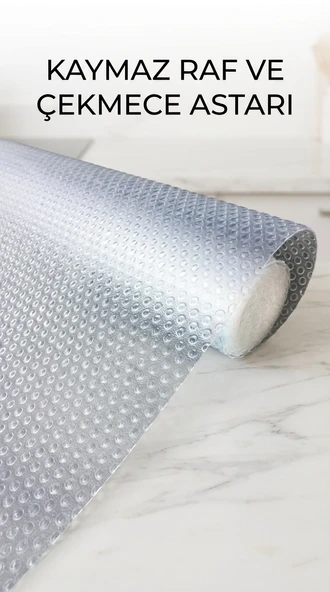 Kaydırmaz PVC Raf Örtüsü 45x300 cm Şeffaf Dolap İçi Koruyucu Kaplama ürün görseli 1