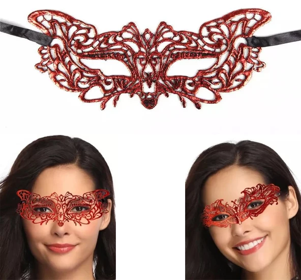 Kırmızı Dantel Masquerade Maskesi 9 No ürün görseli 1