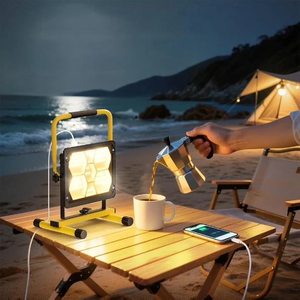 Güneş Enerjili 400 Ledli Powerbank Projektör ürün görseli 1