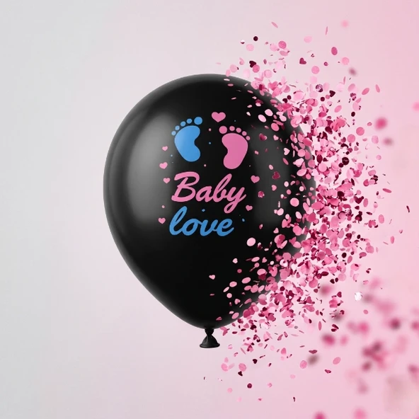 Pembe Konfetili Cinsiyet Balonu ürün görseli 1