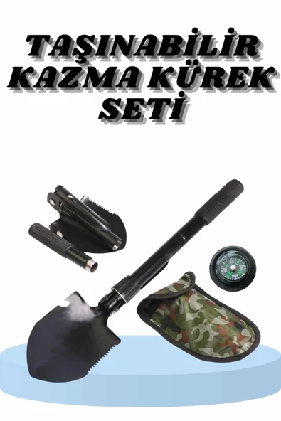 Çelik Katlanır Fonksiyonel Kamp Kazma Kürek Ve Kesme Aleti Seti Küçük Kazma Kürek Seti ürün görseli 1