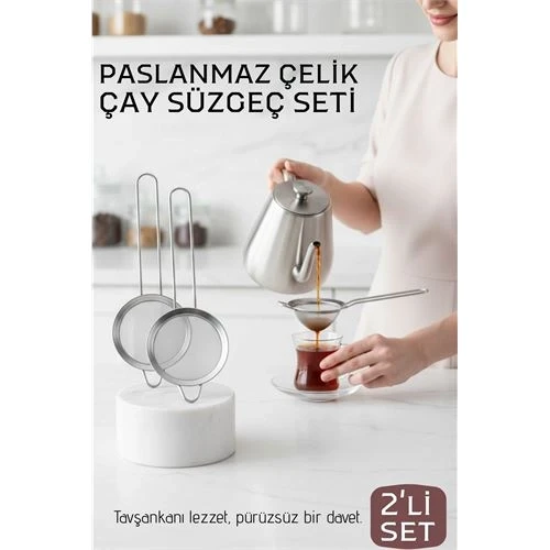 Klasik Çay Süzgeci 304 Paslanmaz Çelik 2 ADET 721306 ürün görseli 1