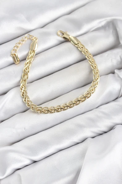 CM Singapur Zincir Model Gold Renk Pirinç Kadın Bileklik ürün görseli 1