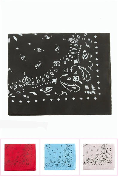 Çini Desenli Keten Bandana 50*50 ürün görseli 1