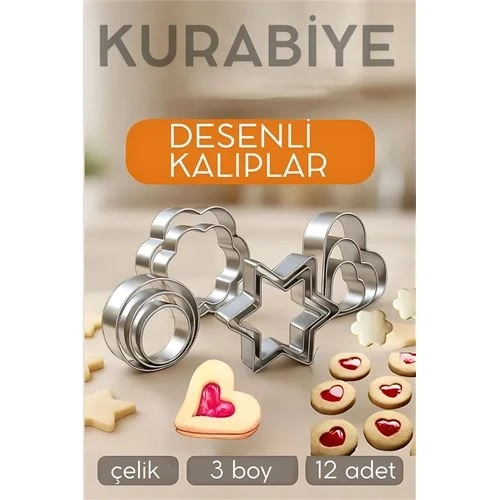12'li Kurabiye Kalıbı Seti Profesyonel Şef Paslanmaz Çelik  | Mutfak Sanatınızın Vazgeçilmezi 722519 ürün görseli 1