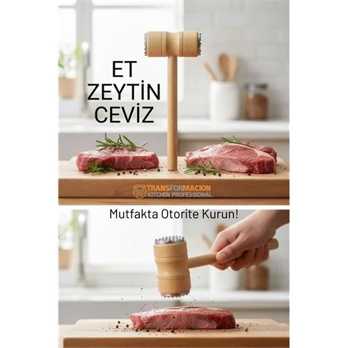 Ahşap Saplı Profesyonel Et Dövücü, Zeytin ve Ceviz Kırıcı Çekiç ürün görseli 1