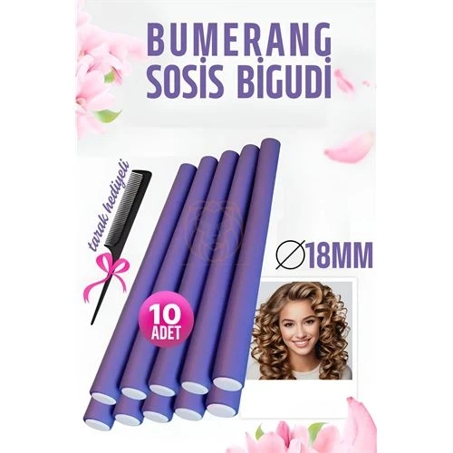 Bumerang Sosis Bigudi Tarak Seti 18 mm Kalınlık 10 Adet 721386 ürün görseli 1