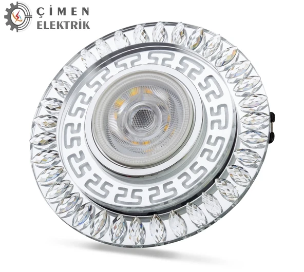 NOAS YL65 1757 FLORA Led Çerçeveli 4000K + Mavi Yuvarlak Kristal Cam Spot Kasa - Priz ve Anahtar İçin Uyumlu Çerçeve ürün görseli 1