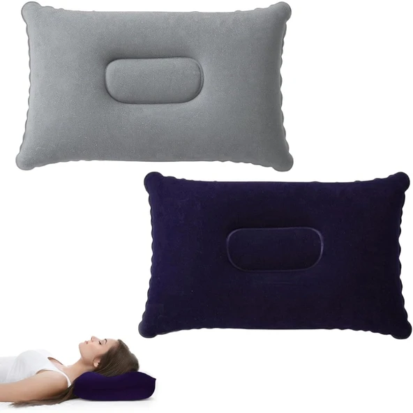 Şişme Kamp ve Yolculuk Yastığı - Ergonomik - Kadife Yüzey ürün görseli 1