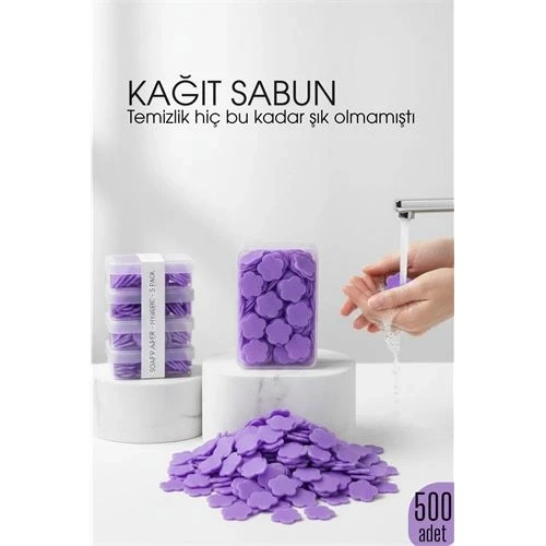 Parfümlü Elde Eriyen Kağıt Sabun - 500 lü paket Sihirli Sabun – Hijyenik Seyahat Kutusu 722444 ürün görseli 1