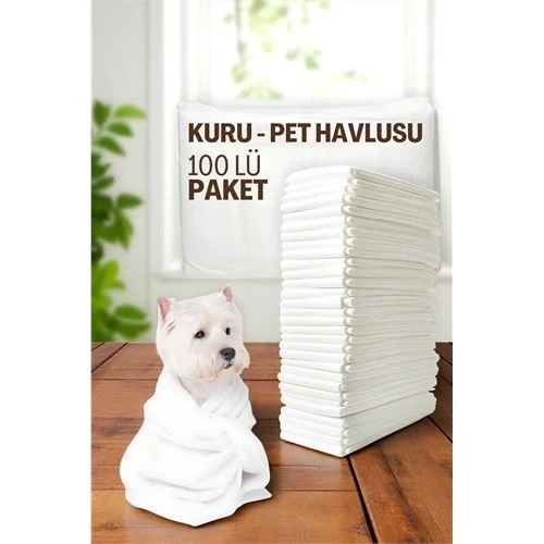 Pet Havlusu - Kedi Köpek Banyo Havlusu Tek Kullanımlık Kuru Havlu 40X80 CM 100 Adet 721808 ürün görseli 1