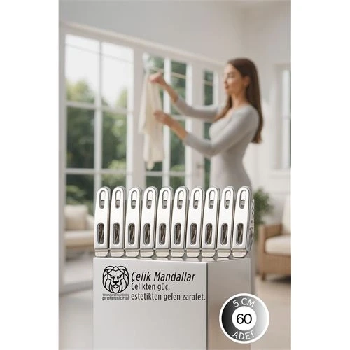 Premium Çelik Mandal Seti - 60'lı Elite Seri, Endüstriyel Mukavemetli Çamaşır Mandalı 722780 ürün görseli 1