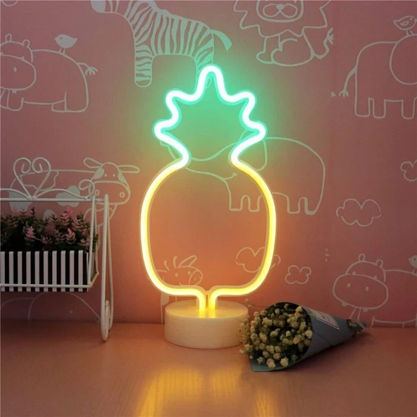 Dekoratif Ananaslı Neon Led Masa Ve Gece Lambası Hediyelik Lamba ürün görseli 1