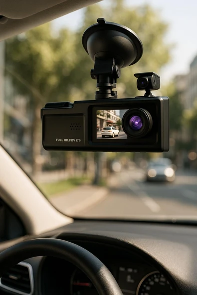 Geri Görüş Destekli Araç İçi Kamera 3 Kameralı Full HD Kayıt Sistemi ürün görseli 1
