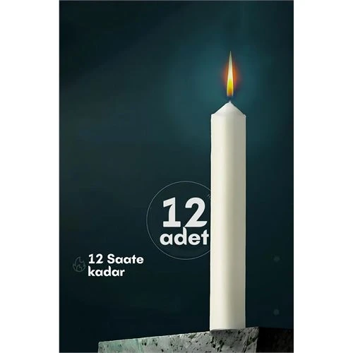 Klasik Mum 12 Adet - Kokusuz Mum 721864 ürün görseli 1