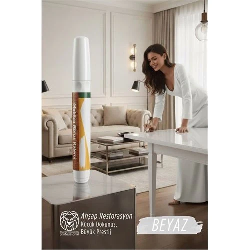 Beyaz Renk Mobilya Rötüş Kalemi –  Lake ve Ahşap Yüzeyler İçin Çizik ve Restorasyon Kalemi 722789 ürün görseli 1