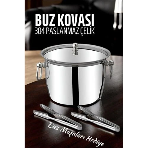 Buz Kovası 304 Paslanmaz Çelik ve Buz Maşası Seti Buz Termosu 721563 ürün görseli 1