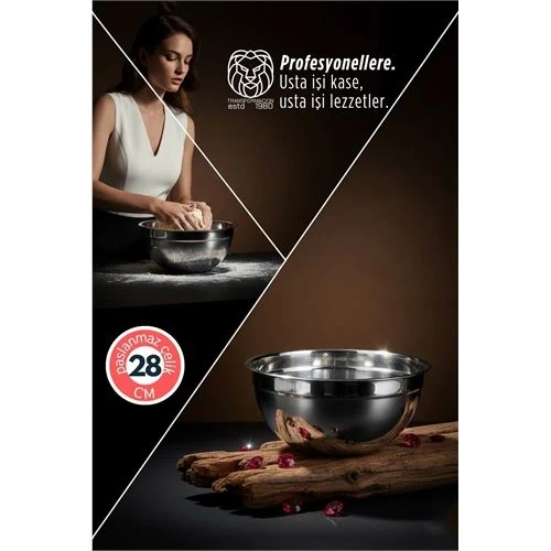 Inox Ölçekli Derin Kase  - 28 Cm 4 Litre Karıştırma Kabı Profesyonel 304 Paslanmaz Çelik 721844 ürün görseli 1