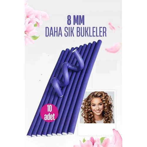 Sosis Latex Bigudi - Isısız Saç Bigudisi - 10 Adet 8 mm 721913 ürün görseli 1