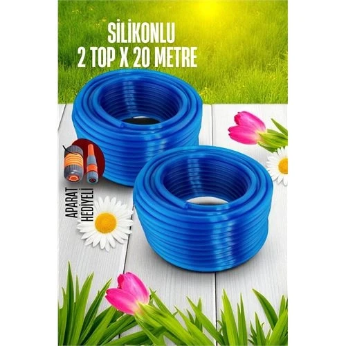 40 Metre Silikonlu Bahçe Hortumu Sulama Aparatı HEDİYELİ 712343 ürün görseli 1