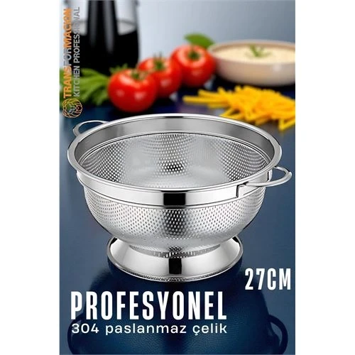Ayaklı Kevgir - 304 Paslanmaz Çelik Profesyonel Ayaklı Süzgeç 27 Cm 721831 ürün görseli 1