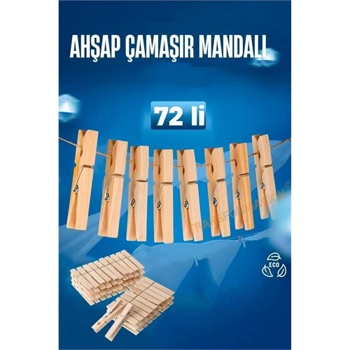 Ahşap Çamaşır Mandalı 72 ADET 721654 ürün görseli 1
