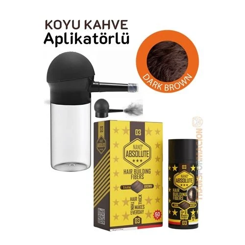Aplikatörlü Saç Dolgunlaştırıcı Fiber Topik Toz KOYU TON KAHVERENGİ 721501 ürün görseli 1