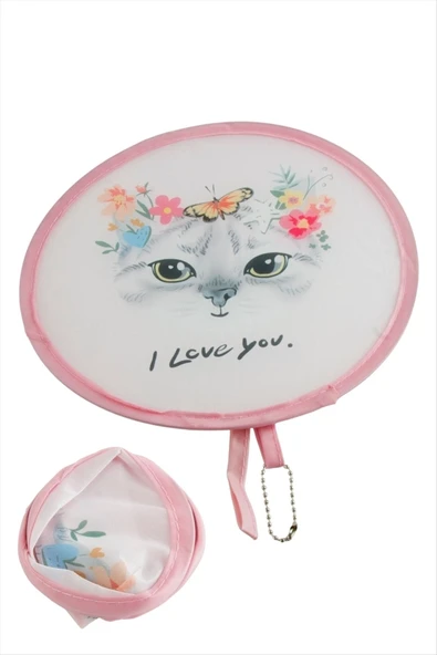 Kedi Desenli Kore Yelpaze 20 cm ürün görseli 1