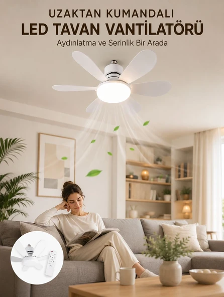 Yüksek Aydınlatma Performansına Sahip Led Tavan Fanı Sessiz Çalışma Güçlü Esinti Ve Uzaktan Kumanda Kontrolü ürün görseli 1