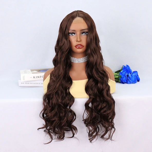 Kahverengi Dalgalı Uzun Tül Peruk ürün görseli 1