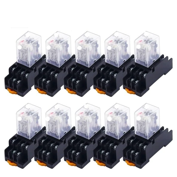 NURII 10Set HH53P MY3NJ, Mikro Mini Röle, Bobin Genel Amaçlı Orta Elektromanyetik, MY3 11-Pin, AC24V/DC12V/DC24V/DC110V/AC220V(DC,220V) ürün görseli 1