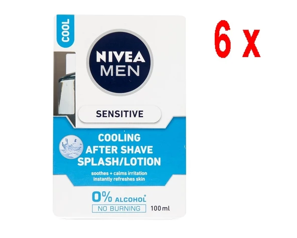 6 x NIVEA Men Tıraş Sonrası Splash/Losyon "Hassas", papatya ve yosun özleri içeren - 100 ml ürün görseli 1