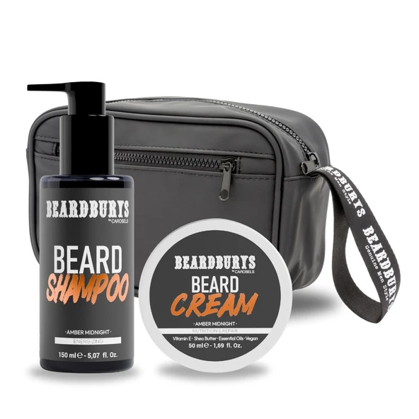 Beardburys Erkek Profesyonel Sakal Bakım Seti, Sakal Şampuanı + Sakal Bakım Kremi + Tuvalet Çantası, Vegan, Erkeklere Orijinal Hediye ürün görseli 1