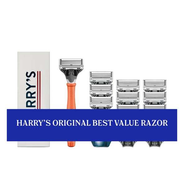 Harry's Erkek Tıraş Seti, Tıraş Bıçağı Seti, 15 Tıraş Bıçağı ve Seyahat Bıçağı Kapağı, Turuncu ürün görseli 1