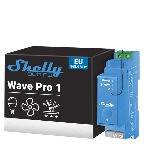 Shelly Dalga Pro 1 | Potansiyelsiz kontaklara sahip profesyonel 1 kanallı Z-Wave DIN raylı akıllı anahtar - 16A | Z-Wave 800 Serisi Işık Anahtarı | Ev otomasyonu | Z-Wave Ağ Geçidi Gerekli ürün görseli 1