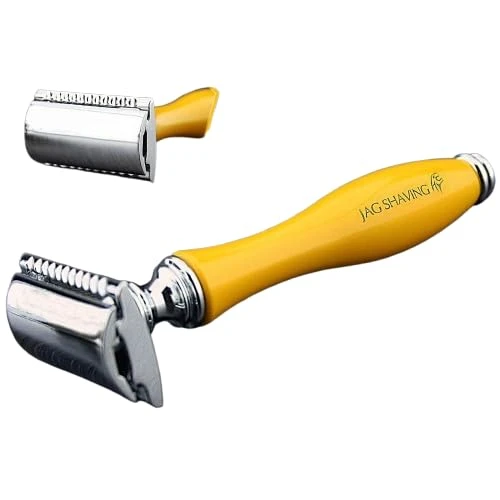 Super Badger Geleneksel Islak Tıraş Seti - 3 Parçalı Set Sarı Koleksiyon Super Badger & Classic İki Taraflı Tıraş Makinesi + Kapaklı Paslanmaz Çelik Tıraş Kasesi > Jagshaving tarafından tasarlanmıştır ürün görseli 1