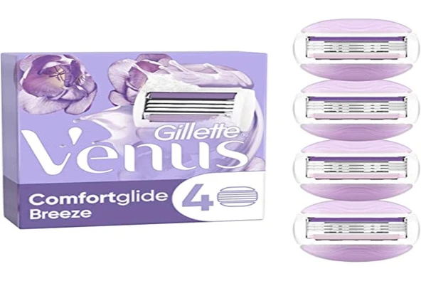 Gillette Venus Comfortglide Breeze Yedek Bıçaklar Kadınlar için 3 Bıçaklı (4'lü Paket). ürün görseli 1