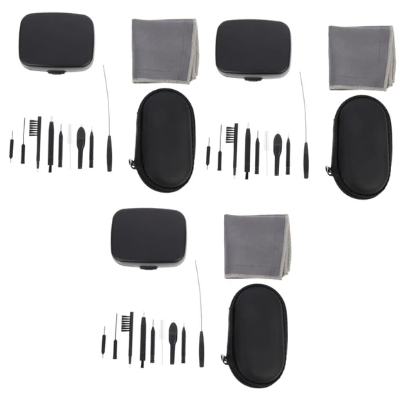 Minkissy 3 Set Temizleme Seti Günlük Kullanım için Temizleme Fırçası Balmumu Taşlama için Temizleme Aracı İşitme Amplifikatörü için Taşınabilir Temizleyici Temiz PVC Siyah ürün görseli 1
