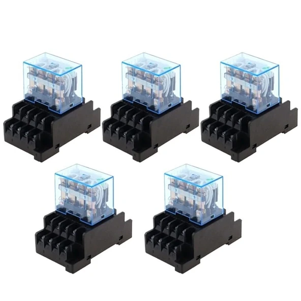 NURII 5 set Güç Rölesi, PTF14A Soket Tabanlı, LY4NJ HH64P, DC 12V 24V 110V 220V AC 4PDT Genel Amaçlı Minyatür Röle, 14 Pin, 10A,(24V) ürün görseli 1