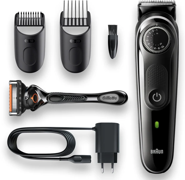 Braun Beard Trimmer 5 BT5342 Sakal Kesme Makinesi, Erkekler için Saç Kesme Makinesi, Yüz Tüyleri, Güvenilir Bıçaklar, 39 Uzunluk Ayarı, Siyah/Gri ürün görseli 1