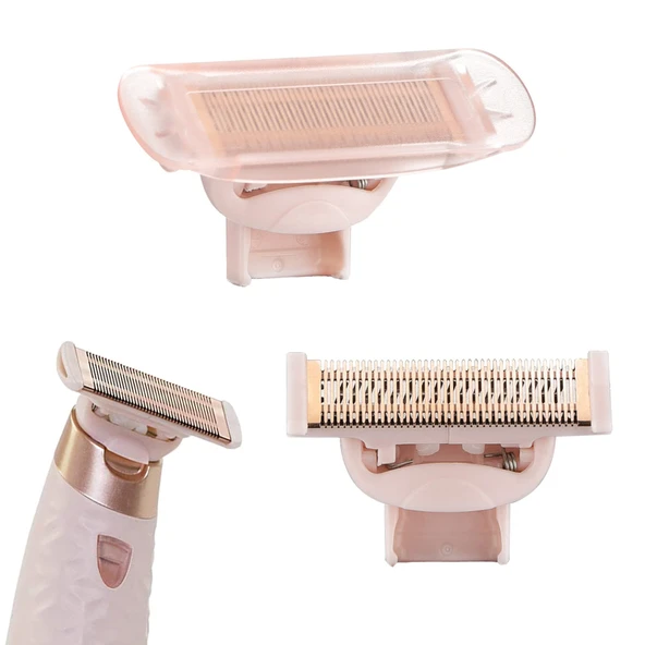 Kusursuz Nu Razor Yedek Başlıklar, Kapaklı Pembe Altın Kaplama Gövde, Son Dokunuş için Uyumlu Tüy Alma Başlığı, Kadın Tıraş Makinesi (2'li Paket) ürün görseli 1