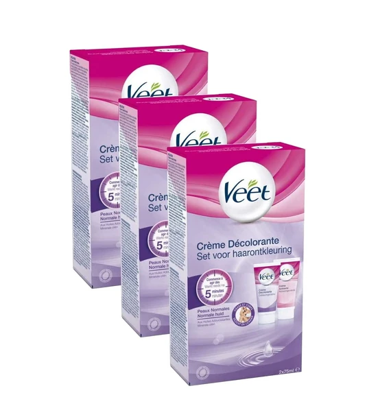 VEET Yüz ve vücut için 3 x renk giderici krem, her biri 75 ml'lik 2 tüp içeren 1 kutu ürün görseli 1