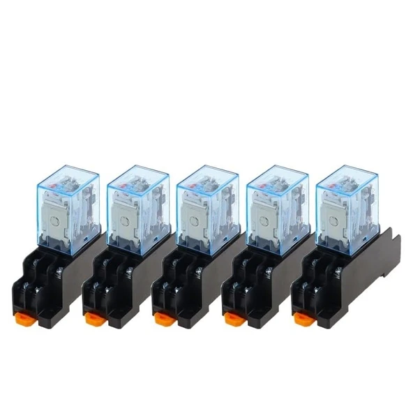NURII 5 Takım MY2NJ HH52P Röle Mini Elektromanyetik Röle 8 Pin DPDT 5A PYF08A Soket Tabanı DC 12V 24V 36V 48V 1100V 220V(AC,12V) ürün görseli 1
