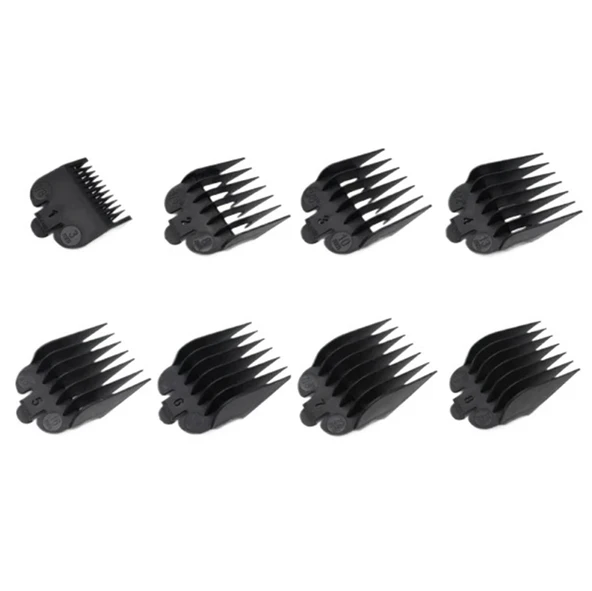 10 adet evrensel muhafızlar saç kesme tarakları profesyonel saç düzeltici makinesi berber düzeltici sınırı taraklar 1.5-25mm (8 adet) ürün görseli 1