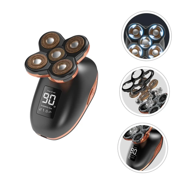 Baluue Beş Kafa Tıraş Makinesi USB Şarj Edilebilir LCD Ekran Erkek Self Servis Düzeltme Aracı Evde ve Hareket Halindeyken Nazik Tıraş ürün görseli 1