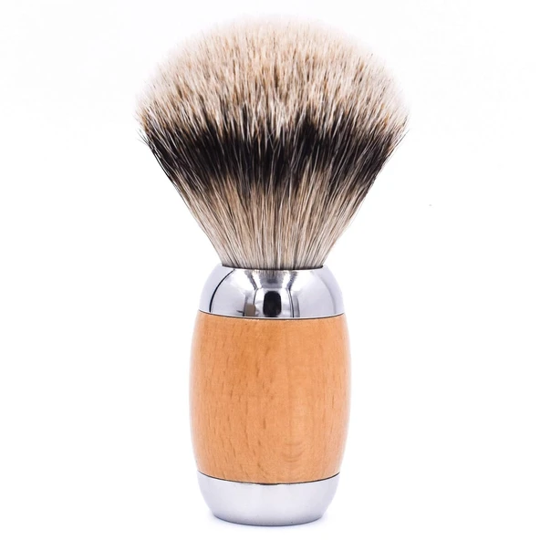 Taconic Shave Ekstra Yoğunluklu %100 3 Bantlı Silvertip Porsuk Tıraş Fırçası, Kayın Ağacı ve Krom Saplı, Stand Dahil ürün görseli 1