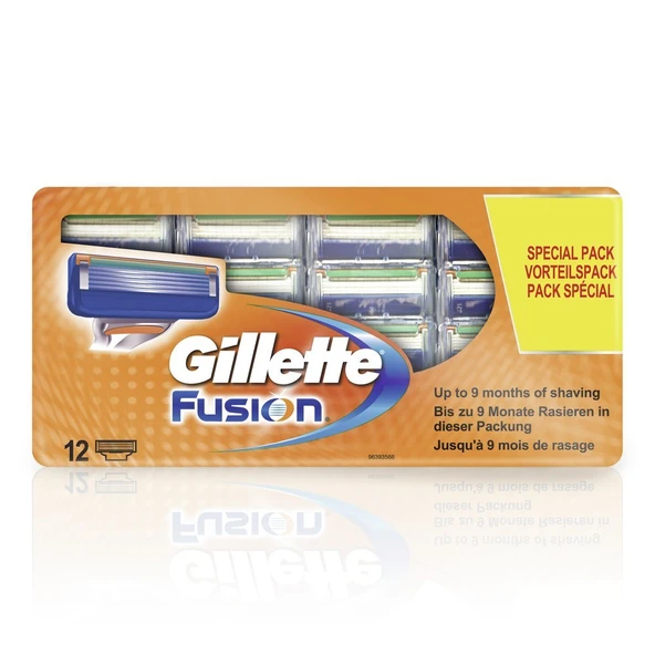 Gillette Fusion tıraş bıçakları, 12 parça, değer paketi ürün görseli 1