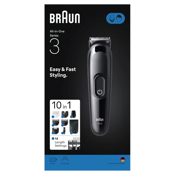 Braun AIO3560 Hepsi Bir Arada Seri 3 Sakal Kesme Makinesi, 10'u 1 Arada Bakım Kitiyle birlikte ürün görseli 1