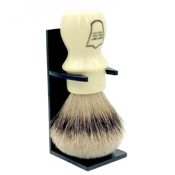 Parker Jiletli Tıraş Makinesi, %100 Silvertip Porsuk Saç Tıraş Fırçası, Fırça Standlı - Ekstra Yoğun ve Ekstra Yumuşak Kıllar - Deluxe El Yapımı Fincan Tıraş Fırçası ürün görseli 1